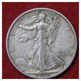1936 S Walking Liberty Silver Half