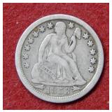1853 O Seated Liberty Silver Dime with arrows