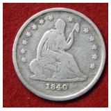 1840 O Seated Liberty Silver Quarter - No Motto