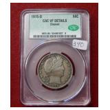 1915 D Barber Silver Half CAC VF Details cleaned