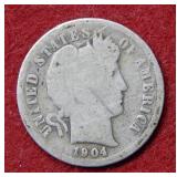 1904 S Barber Silver Dime