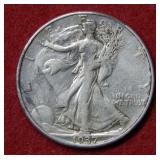 1937 D Walking Liberty Silver Half Dollar