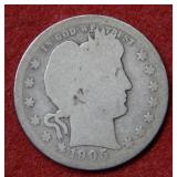 1905 O Barber Silver Quarter