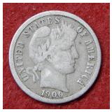 1900 O Barber Silver Dime - light scratch