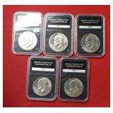 Lot of 5 Ike $1 in Holders
