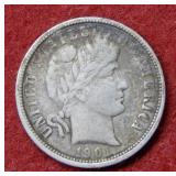 1901 O Barber Silver Dime