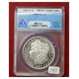 1891 CC Morgan Silver Dollar ANACS MS63 Cameo DMPL