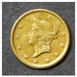 1853 Type I $1 US Gold Coin - mounting spot on REV