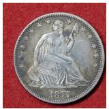1877 Seated Liberty Silver Half Dollar Coin