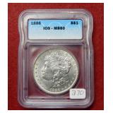 1886 Morgan Silver Dollar ICG MS60