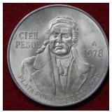 1978 Mexico Silver 100 Peso Coin
