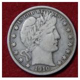 1910 Barber Silver Half Dollar Coin