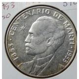 1953 Cuba Peso Coin