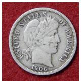 1906 O Barber Silver Dime
