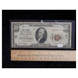 1929 $10 National Currency Charter Bank #64