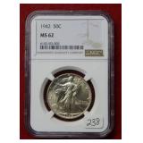 1942 Walking Liberty Silver Half NGC MS62