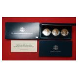 1994 US Veterans Three Silver Dollar Coins Set