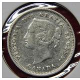 1881 H Canada Silver 5 Cent Coin