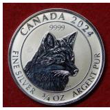 2024 Canada 3/4 oz Silver Great Wolf $2 Coin