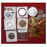 Bag Lot of US & Foreign Coins and more as shown