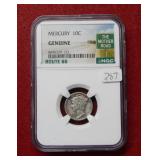 1941 Mercury Silver Dime NGC Genuine RT 66