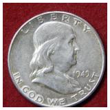 1949 S Franklin Silver Half Dollar
