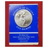 1970 Panama Olympic Silver 5 Balboas Coin