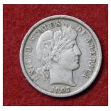 1907 Barber Silver Dime