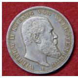 1910 German 3 Mark Silver Coin
