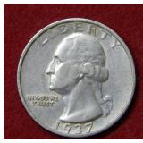 1937 S Washington Silver Quarter