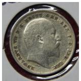 1902 Great Britain 3 Pence Coin