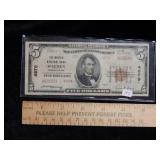 1929 $5 National Currency Charter Bank #4879
