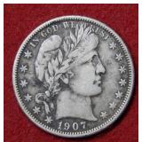 1907 O Barber Silver Half Dollar