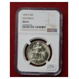 1935 S San Diego Silver Comm Half NGC MS65