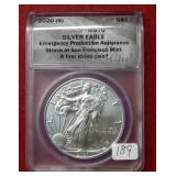 2020 (S) Silver Eagle 1oz ANACS MS70