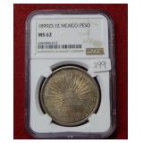 1899ZS FZ Mexico Peso NGC MS62