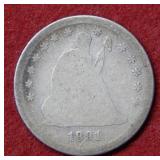1891 S Seated Liberty Silver Quarter - last year