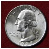 1939 D Washington Silver Quarter