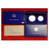 1986 Proof US Liberty Two Coin Comm Set- Silver $1