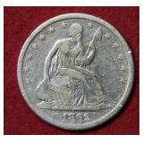 1862 S Seated Liberty Silver Half Dollar