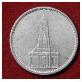 1934 German 5 Silver Mark with Historical Symbol