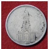 1935 German 5 Mark Coin with Historical Symbols