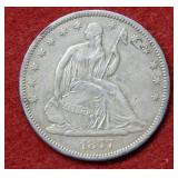 1877 S Seated Liberty Silver Half Dollar
