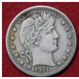 1911 S Barber Silver Quarter
