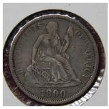 1890 Seated Liberty Silver Dime