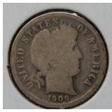 1909 S Barber Silver Dime
