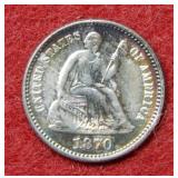 1870 Seated Liberty Silver Half Dime