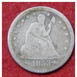 1853 O Seated Liberty Silver Quarter -Arrows& Rays