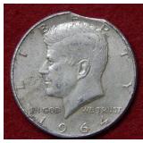 1964 Kennedy Silver Half - Clipped Planchet Error