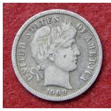 1908 Barber Silver Dime